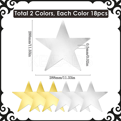 36Pcs 2 Colors Paper Glitter Star Wall Decoration AJEW-SP0001-16A-1