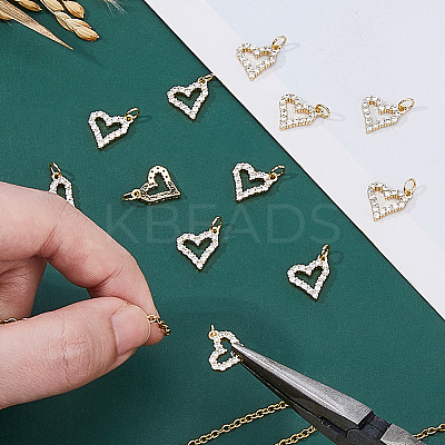 12Pcs Rack Plating Brass Micro Pave Cubic Zirconia Pendants ZIRC-HS0001-12-1
