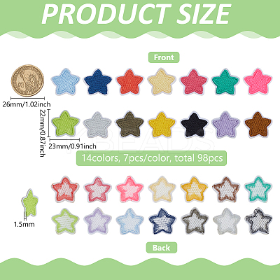 98Pcs Star Computerized Embroidery Cloth Iron On/Sew On Patches PATC-FG0003-21-1