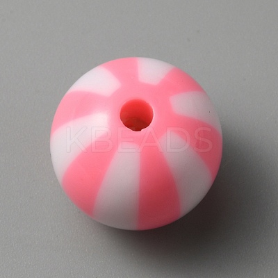 Opaque Acrylic Striped Beads LS-SACR-WH0009-10B-1