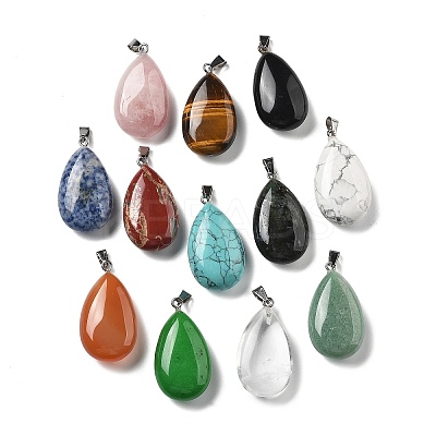 Teardrop Gemstone Pendants G-P563-01P-1