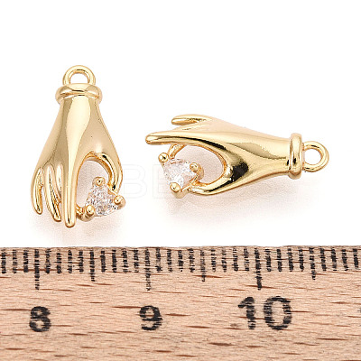 Brass Micro Pave Clear Cubic Zirconia Pendants KK-T078-06G-02-1