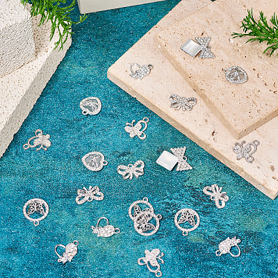 24Pcs 6 Styles Alloy Crystal Rhinestone Pendants FIND-TA0006-20P-1
