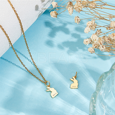 2Pcs 925 Sterling Silver Rabbit Charms STER-BBC0008-28-1