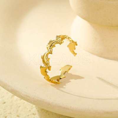 304 Stainless Steel Adjustable Open Cuff Rings for Women LS-RJEW-Z089-04G-01-1