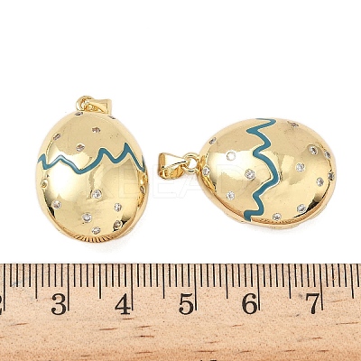 Brass Micro Pave Clear Cubic Zirconia Enamel Pendants KK-G536-24G-1