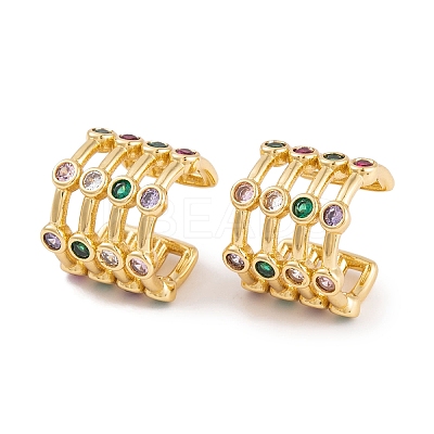 Rack Plating Brass Cubic Zirconia Ear Earrings EJEW-S219-08G-1