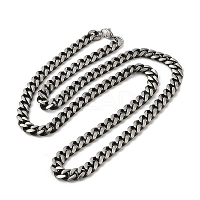 201 Stainless Steel Cuban Link Chain Necklace NJEW-Z024-04AS-1