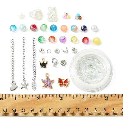 DIY Alloy Enamel & Glass & CCB Plastic Bracelets Jewelry Making Kits DIY-FS0007-50-1