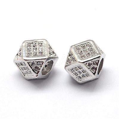 Rack Plating Brass Cubic Zirconia Beads ZIRC-S029-02P-1