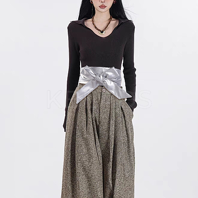 Bowknot PU Leather Wrap Around Waist Bands AJEW-WH20033-042J-1