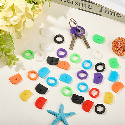 64Pcs 2 Styles PVC Plastic Nonslip Waterproof Reusable Key Sleeve AJEW-SP0002-73-1