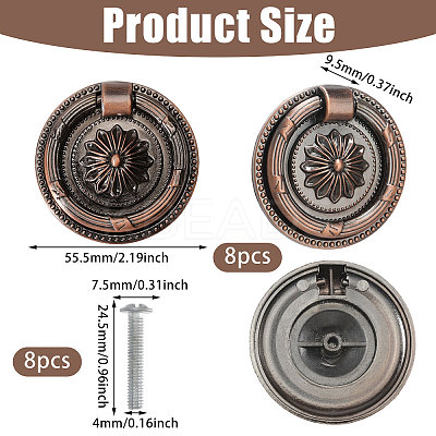 8Pcs Flower Zinc Alloy Cabinet Handles AJEW-FH0006-30A-1