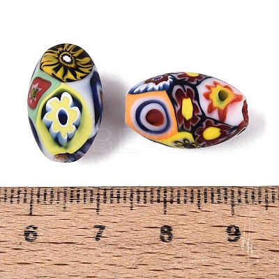 Handmade Millefiori Glass Oval Beads LA-N001-03B-1
