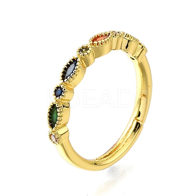 Adjustable Brass Micro Pave Cubic Zirconia Finger Rings for Women RJEW-H247-15G-1