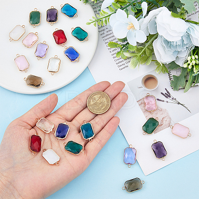 24Pcs 12 Colors Alloy Faceted Glass Connector Charms FIND-FI0001-08A-1