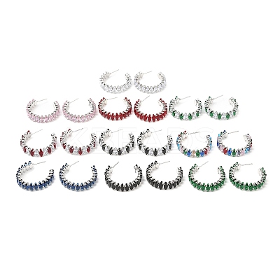 Cubic Zirconia Round Stud Earrings EJEW-Q7710-01P-1