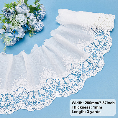 Cotton Lace Embroidery Flower Fabric DIY-BC0006-75B-1
