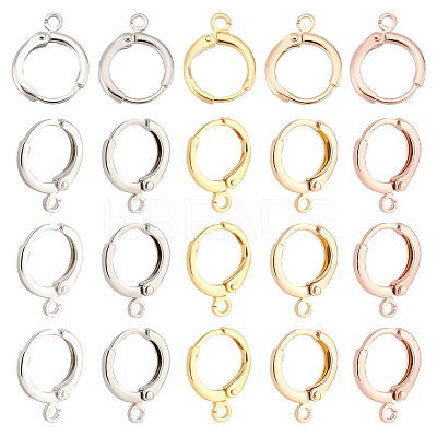 20Pcs 5 Colors Brass Huggie Hoop Earring Findings KK-AR0002-81-1