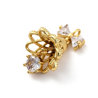 Rack Plating Brass with Cubic Zirconia Pendants KK-Q010-08G-1