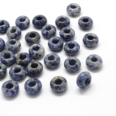 Natural Blue Spot Jasper European Large Hole Beads G-Q442-09-1