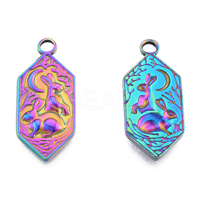 Ion Plating(IP) 201 Stainless Steel Pendants STAS-N098-254M-1