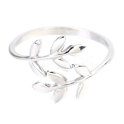 Non-Tarnish 304 Stainless Steel Leaf Cuff Rings X-STAS-H142-01P-1