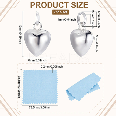2Pcs 925 Sterling Silver Pendants STER-BC0002-83A-S-1