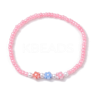 6Pcs 6 Colors Flower Acrylic Stretch Bracelets BJEW-JB10235-01-1
