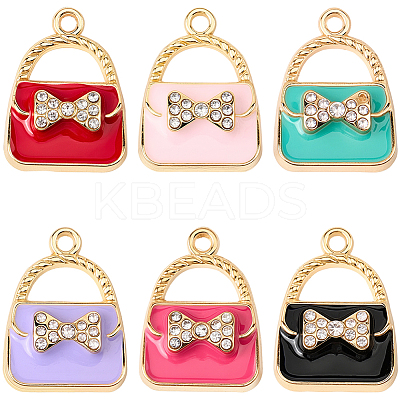 24Pcs 6 Colors Rack Plating Alloy Enamel Pendants ENAM-SC0007-18-1