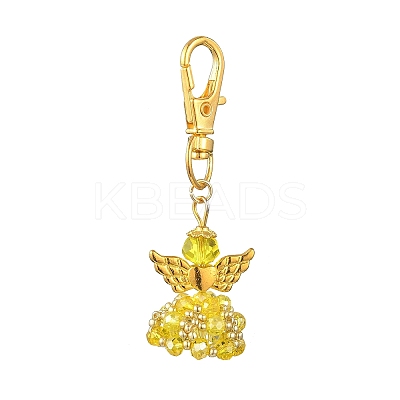Angel Glass & Alloy Pendant Decorations HJEW-MZ00360-03-1