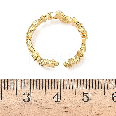 304 Stainless Steel Cubic Zirconia Cuff Open Rings for Women LS-RJEW-Z122-02G-03-1