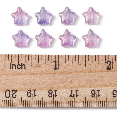 Transparent Spray Painted Glass Beads GLAA-FS0001-62B-1
