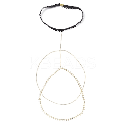 Brass Double Layer Star Tassel Thigh Leg Chains AJEW-AN00639-1