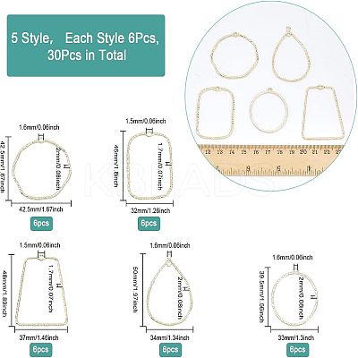 30Pcs 5 Styles Alloy Open Back Bezel Pendants FIND-CA0006-15-1