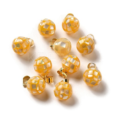 Natural Yellow Shell Dyed Round Charms SSHEL-H071-01G-02-1