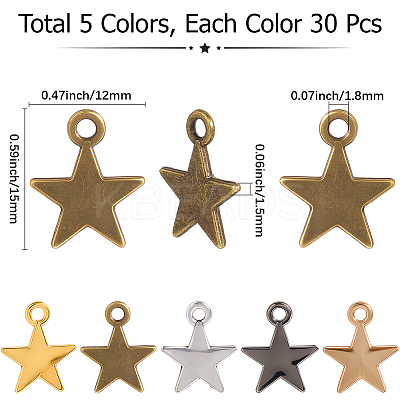 150Pcs 5 Colors Tibetan Style Alloy Pendants FIND-SC0016-24-1