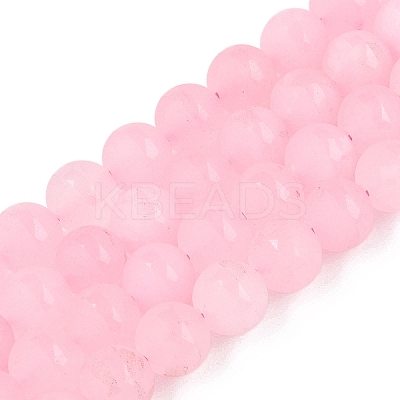 Frosted Natural White Jade Beads Strands G-T138-8mm-209E-1