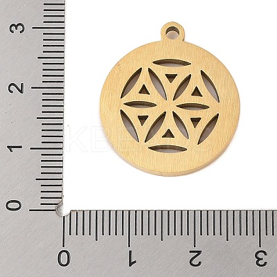 Preserved Fresh Flower 304 Stainless Steel Rhinestone Pendants STAS-S139-01G-06-1
