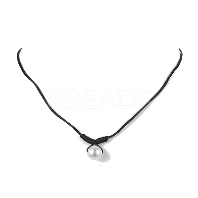 Round Shell Pearl Pendant Necklaces NJEW-JN04784-02-1