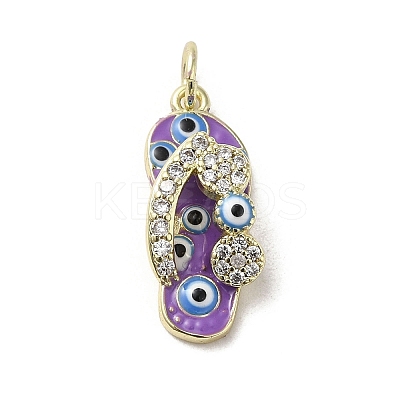Brass Micro Pave Cubic Zirconia Pendants KK-E092-19G-02-1