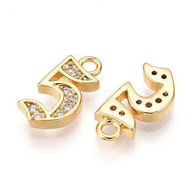 Brass Micro Pave Cubic Zirconia Charms KK-N261-104F-G-1