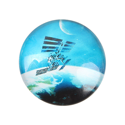 Starry Sky Printed Glass Half Round/Dome Cabochons GGLA-N004-12mm-D-1