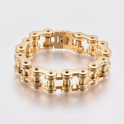 Men's 201 Stainless Steel Bracelets BJEW-H569-17MM-F-1