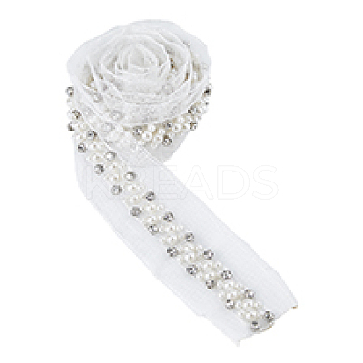 Resin with Rhinestone Gauze Ribbon OCOR-WH0078-140-1