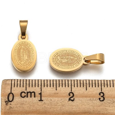 Ion Plating(IP) Oval with Virgin Mary & Word 304 Stainless Steel Charms STAS-I036-12-1