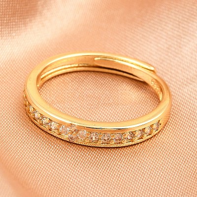 Brass Micro Pave Cubic Zirconia Adjustable Finger Rings for Women RJEW-Z113-24G-1