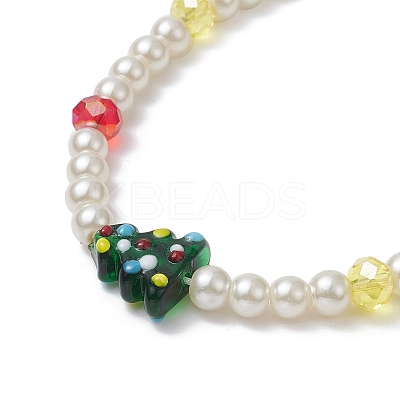 Christmas Glass Pearl Beaded Mobile Straps HJEW-TA00008-1