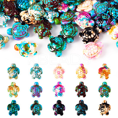 60Pcs 15 Styles Spray Painted Synthetic Turquoise Beads G-TA0002-19-1