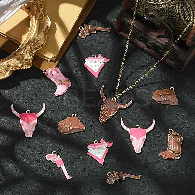 20Pcs 10 Styles West Cowboy Theme Golden Plated Alloy Enamel Pendants FIND-CJ0002-60-1